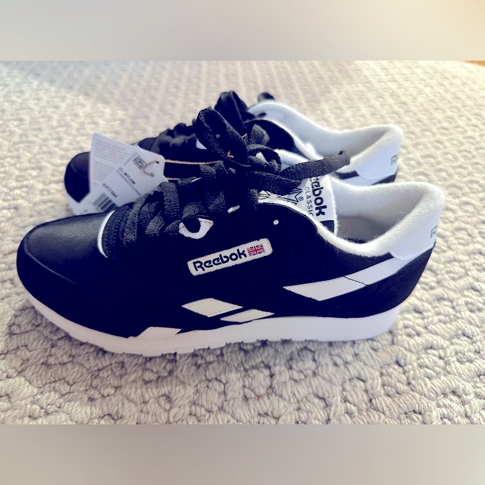 Reebok Women's Black and White Classic Nylon Sneakers